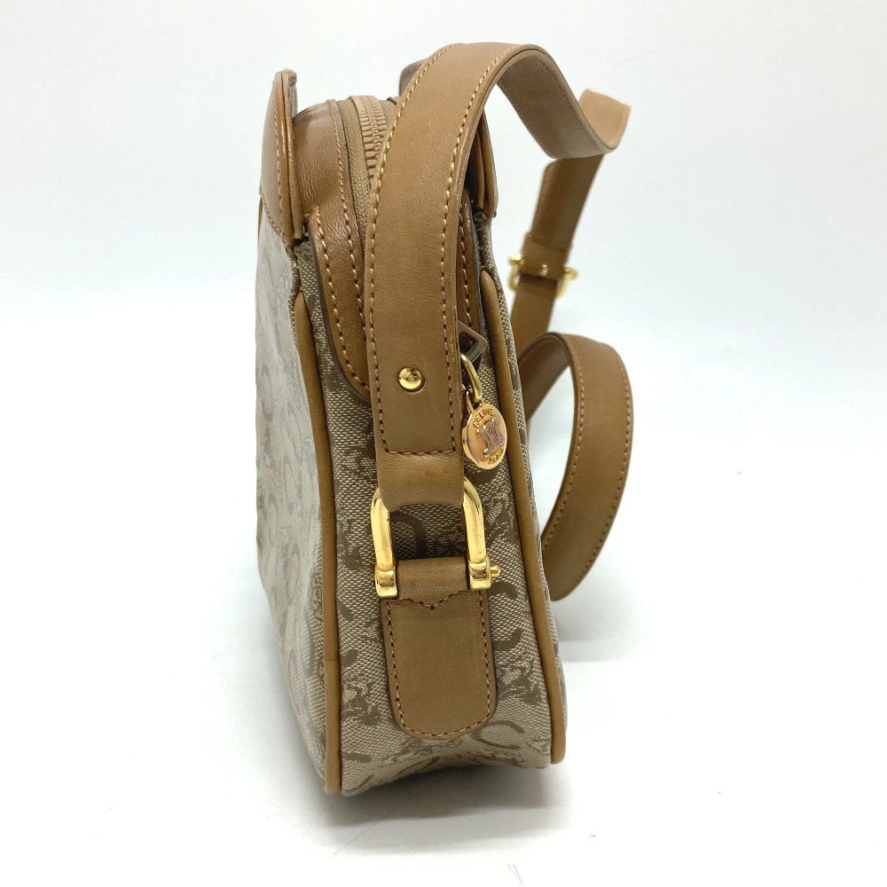 CELINE Macadam Shoulder Bag Handbag Crossbody Leather Beige - Picture 3 of 14